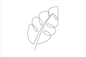 Continuous one line drawing of Leaf outline art illustration isolated on white background vector