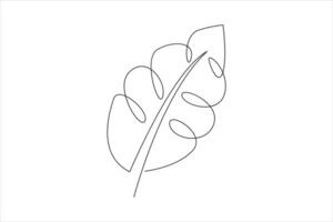 Continuous one line drawing of Leaf outline art illustration isolated on white background vector