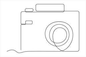 continuous single line drawing Line art of retro photo camera icon illustration vector