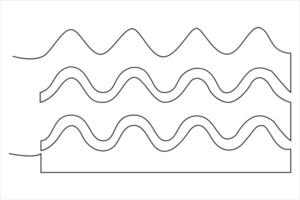 Continuous one line drawing of ocean sea wave outline line art illustration vector