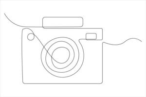 continuous single line drawing Line art of retro photo camera icon illustration vector