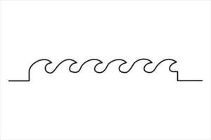 Continuous one line drawing of ocean sea wave outline line art illustration vector