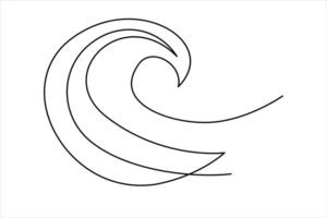 Continuous one line drawing of ocean sea wave outline line art illustration vector