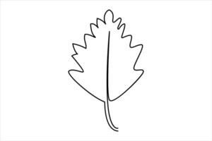 Continuous one line drawing of Leaf outline art illustration isolated on white background vector