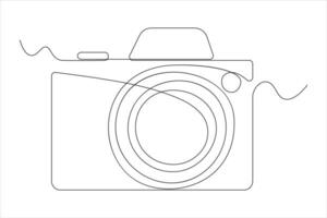 continuous single line drawing Line art of retro photo camera icon illustration vector