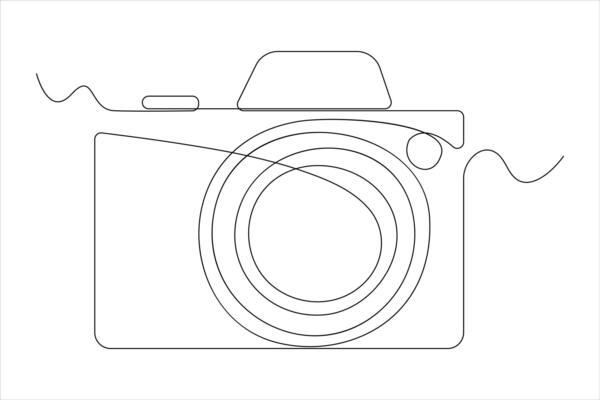 continuous single line drawing Line art of retro photo camera icon illustration
