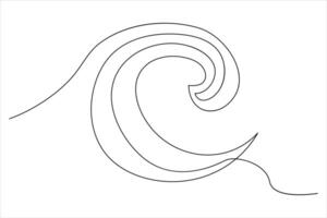 Continuous one line drawing of ocean sea wave outline line art illustration vector