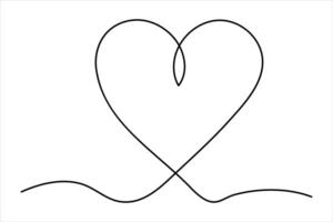 Heart continuous one line art drawing color shape Love sign outline illustration vector