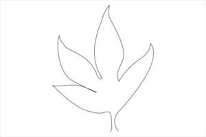 Continuous one line drawing of Leaf outline art illustration isolated on white background vector