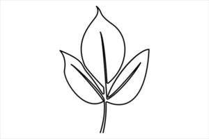 Continuous one line drawing of Leaf outline art illustration isolated on white background vector