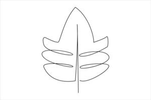 Continuous one line drawing of Leaf outline art illustration isolated on white background vector