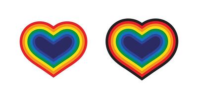 heart valentine rainbow Pride icon LGBT cartoon symbol logo character illustration design vector