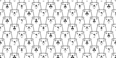 Bear seamless pattern polar bear breed cartoon tile wallpaper doodle repeat background illustration white design vector