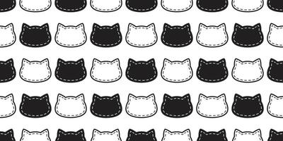 gato sin costura modelo gatito cabeza guión línea calicó mascota bufanda aislado dibujos animados animal loseta fondo de pantalla repetir antecedentes ilustración garabatear blanco negro diseño vector