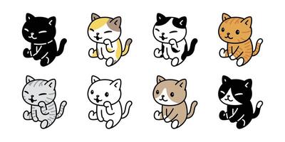 cat kitten calico icon pet toy yarn ball breed character cartoon doodle symbol illustration vector