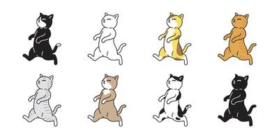 gato gatito calicó icono mascota corriendo caminando raza personaje dibujos animados garabatear símbolo ilustracion diseño vector