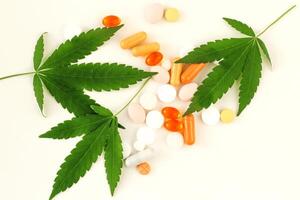 Marijuana, pills, the concept of drug addiction and medicine photo