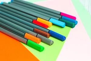 Multicolored stationery drawing liners for artists and creativity. photo