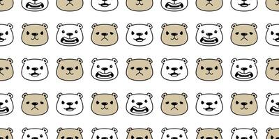 Bear seamless pattern polar bear face head emotions cartoon doodle tile wallpaper repeat background illustration design vector