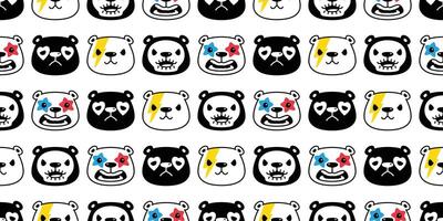 Bear seamless pattern polar bear halloween make up face rock fancy head emotions cartoon tile wallpaper doodle repeat background illustration design vector