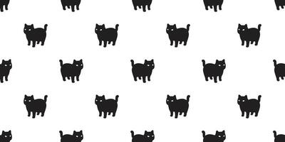 cat seamless pattern kitten calico pet scarf isolated repeat background cartoon animal tile wallpaper illustration white doodle black design vector