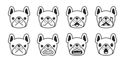 perro francés buldog icono perrito mascota emociones raza logo personaje dibujos animados símbolo bufanda ilustración garabatear diseño vector