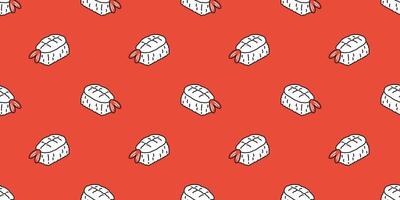 Sushi sin costura modelo onigiri japonés comida loseta antecedentes garabatear bufanda aislado ilustración dibujos animados repetir fondo de pantalla diseño vector