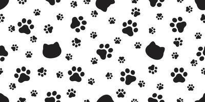 cat seamless pattern paw kitten footprint calico pet scarf isolated repeat background cartoon animal tile wallpaper illustration doodle design vector