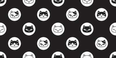 cat seamless pattern kitten head calico polka dot pet scarf isolated cartoon animal tile wallpaper repeat background illustration doodle design vector
