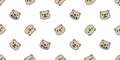 Bear seamless pattern polar bear face head emotions cartoon tile wallpaper doodle repeat background illustration design vector