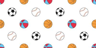 Ball seamless pattern baseball basketball soccer football sport cartoon beach scarf isolated repeat wallpaper tile background doodle illustration design vector