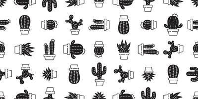 cactus seamless pattern Desert botanica flower garden plant cartoon tile background repeat wallpaper scarf isolated doodle illustration black design vector