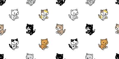 gato sin costura modelo gatito calicó mascota raza bufanda aislado repetir antecedentes dibujos animados animal garabatear loseta fondo de pantalla ilustración diseño vector