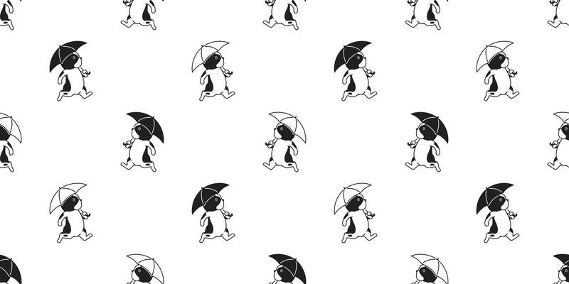 dog seamless pattern french bulldog umbrella raining footprint paw cartoon repeat wallpaper tile background scarf isolated illustration doodle design