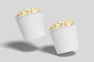Realistic Pop Corn Bucket Illustration for Mockup. 3D Render. photo
