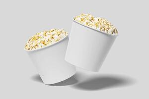 Realistic Pop Corn Bucket Illustration for Mockup. 3D Render. photo