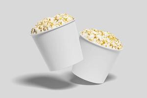Realistic Pop Corn Bucket Illustration for Mockup. 3D Render. photo