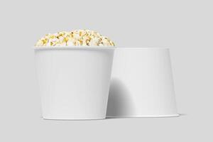 Realistic Pop Corn Bucket Illustration for Mockup. 3D Render. photo