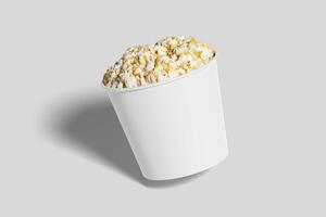 Realistic Pop Corn Bucket Illustration for Mockup. 3D Render. photo