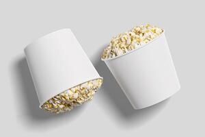 Realistic Pop Corn Bucket Illustration for Mockup. 3D Render. photo