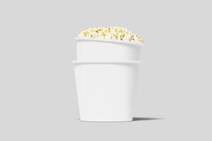 Realistic Pop Corn Bucket Illustration for Mockup. 3D Render. photo