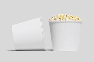 Realistic Pop Corn Bucket Illustration for Mockup. 3D Render. photo