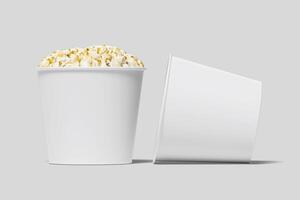 Realistic Pop Corn Bucket Illustration for Mockup. 3D Render. photo