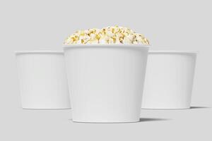 Realistic Pop Corn Bucket Illustration for Mockup. 3D Render. photo