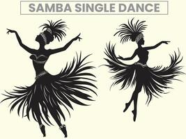 Traditional Samba Single Dance Performance Silhouette, Clip Art vector