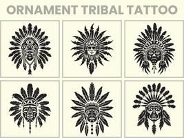 un negro silueta conjunto de un africano ornamento tribal tatuaje, clipart vector