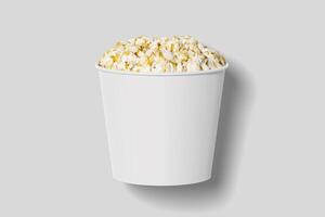 Realistic Pop Corn Bucket Illustration for Mockup. 3D Render. photo