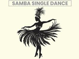 Traditional Samba Single Dance Performance Silhouette, Clip Art vector