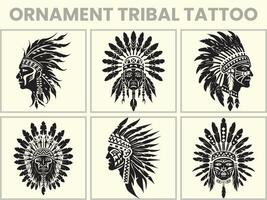 un negro silueta conjunto de un africano ornamento tribal tatuaje, clipart vector