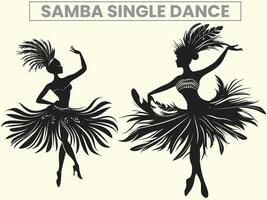 Traditional Samba Single Dance Performance Silhouette, Clip Art vector